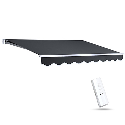 Instahut Motorised 2.5x2m Folding Arm Awning - Grey - Free Shipping