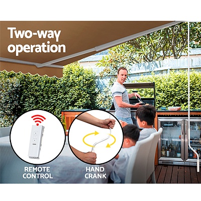 Instahut Motorised 4x2.5m Folding Arm Awning - Beige - Free Shipping