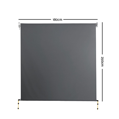 1.8m x 2.5m Retractable Roll Down Awning - Grey