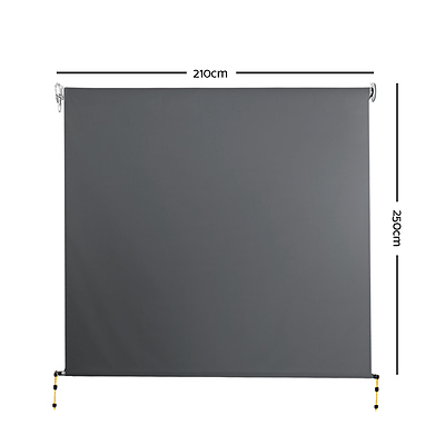 2.1m x 2.5m Retractable Roll Down Awning - Grey - Brand New - Free Shipping