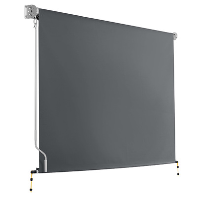 2.4m x 2.5m Retractable Roll Down Awning - Grey - Brand New - Free Shipping