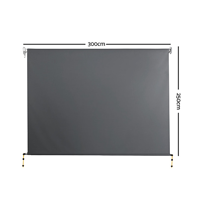 3m x 2.5m Retractable Roll Down Awning - Grey