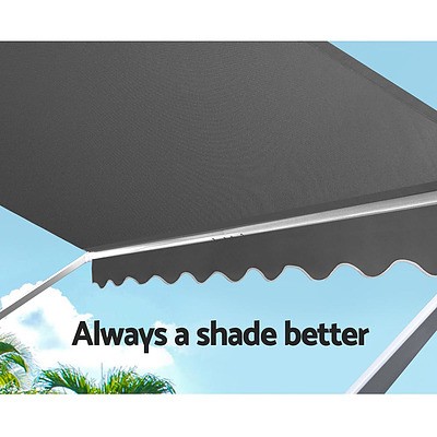 2.1m x 2.1m Retractable Fixed Pivot Arm Awning - Grey