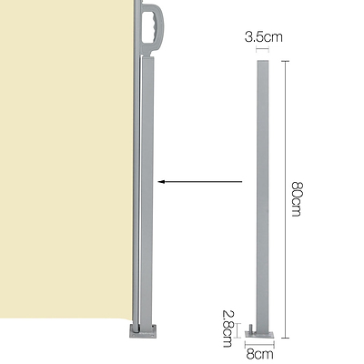 Retractable Side Awning Shade 2 x 3m - Beige - Brand New - Free Shipping