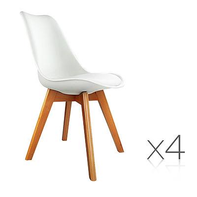 Set of 4 Padded Dining Chair - White