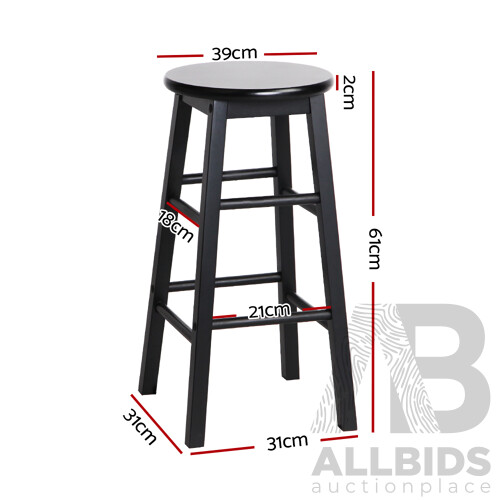 Set of 2 Wooden Bar Stool Black - Brand New - Free Shipping