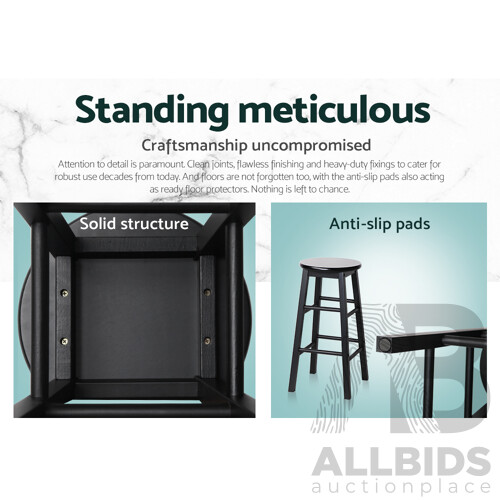 Set of 2 Wooden Bar Stool Black - Brand New - Free Shipping