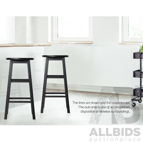 Set of 2 Wooden Bar Stool Black - Brand New - Free Shipping