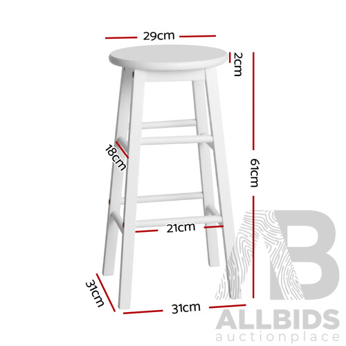 Set of 2 Wooden Bar Stool White - Brand New - Free Shipping