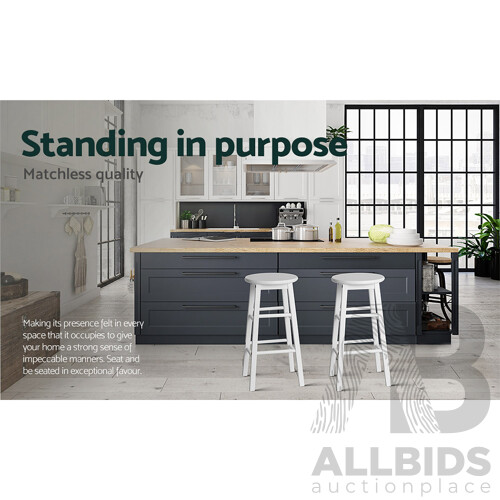 Set of 2 Wooden Bar Stool White - Brand New - Free Shipping