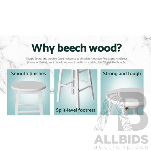 Set of 2 Wooden Bar Stool White - Brand New - Free Shipping