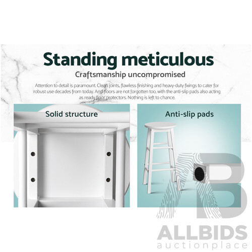 Set of 2 Wooden Bar Stool White - Brand New - Free Shipping