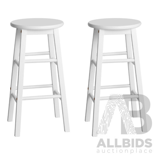 Set of 2 Wooden Bar Stool White - Brand New - Free Shipping