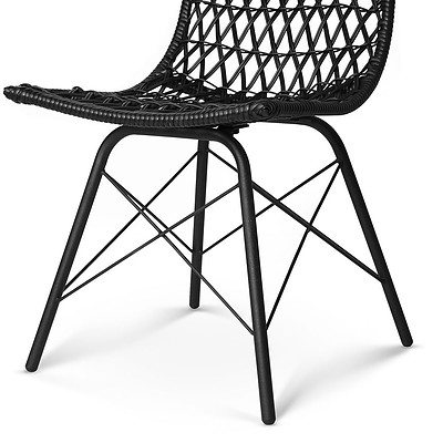 Set of 4 Rattan Dining Chair Black - Brand New - Free Shipping