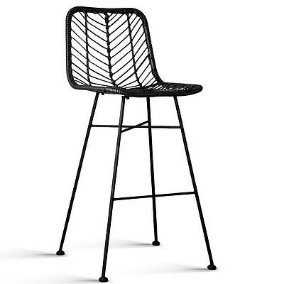 Set of 2 Rattan Bar Stools Black - Free Shipping
