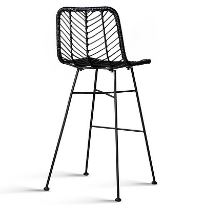 Set of 2 Rattan Bar Stools Black - Free Shipping