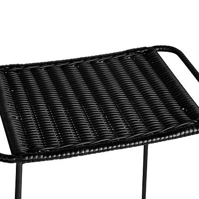 Ser of 2 PE Wicker Backless Bar Stool - Black - Free Shipping