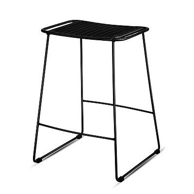 Ser of 2 PE Wicker Backless Bar Stool - Black - Free Shipping