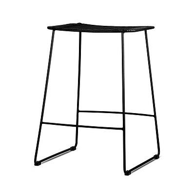 Ser of 2 PE Wicker Backless Bar Stool - Black - Free Shipping