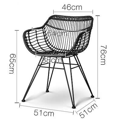 Set of 2 Rattan Dining Chair Black - Brand New - Free Shipping