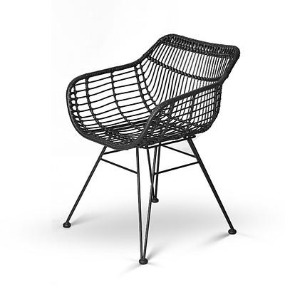 Set of 2 Rattan Dining Chair Black - Brand New - Free Shipping