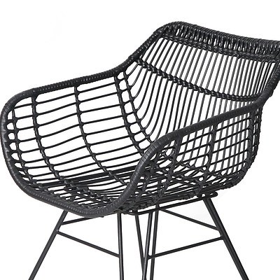 Set of 2 Rattan Dining Chair Black - Brand New - Free Shipping