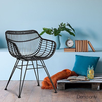 Set of 2 Rattan Dining Chair Black - Brand New - Free Shipping