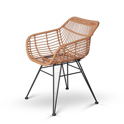 Set of 2 PE Wicker Dining Chair - Natural - Free Shipping