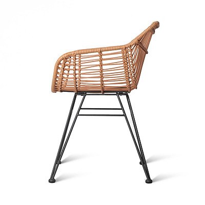 Set of 2 PE Wicker Dining Chair - Natural - Free Shipping