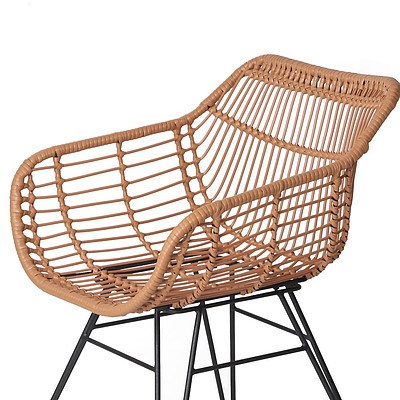 Set of 2 PE Wicker Dining Chair - Natural - Free Shipping