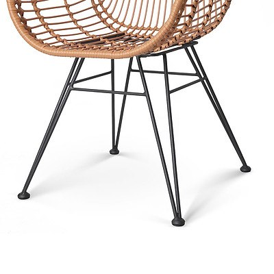 Set of 2 PE Wicker Dining Chair - Natural - Free Shipping