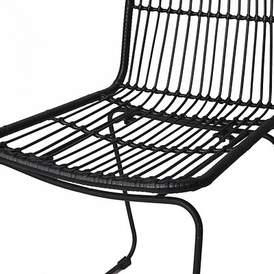 Set of 2 PE Wicker Dining Chair - Black - Free Shipping