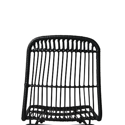 Set of 2 PE Wicker Dining Chair - Black - Free Shipping