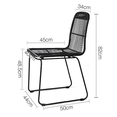 Set of 2 PE Wicker Dining Chair - Black - Free Shipping