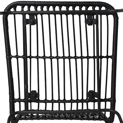 Set of 2 PE Wicker Dining Chair - Black - Free Shipping