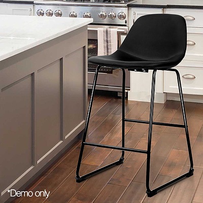 Artiss Set of 2 PU Leather Crosby Bar Stools - Black - Free Shipping