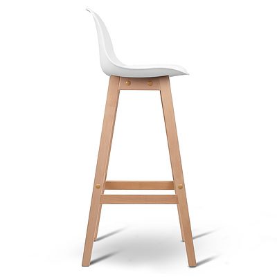 Set of 2 Beech Wood Padded Barstool - White