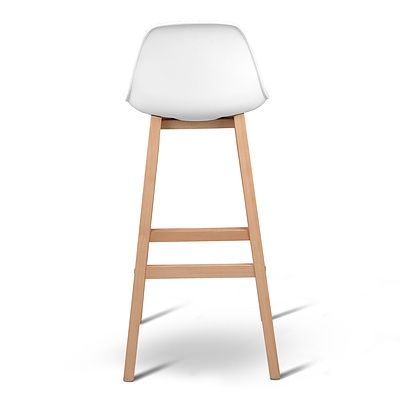 Set of 2 Beech Wood Padded Barstool - White
