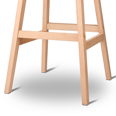 Set of 2 Beech Wood Padded Barstool - White