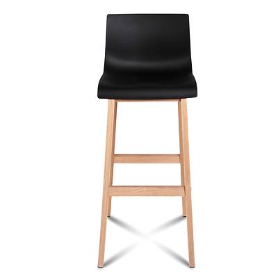 Artiss Set of 2 Beech Wood Bar Stools - Black - Free Shipping
