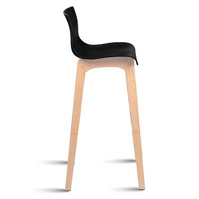 Artiss Set of 2 Beech Wood Bar Stools - Black - Free Shipping