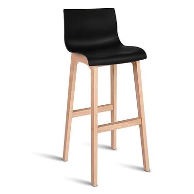 Artiss Set of 2 Beech Wood Bar Stools - Black - Free Shipping