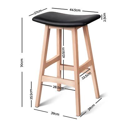 Artiss Set of 2 Beech Wood Bar Stools - Black - Free Shipping
