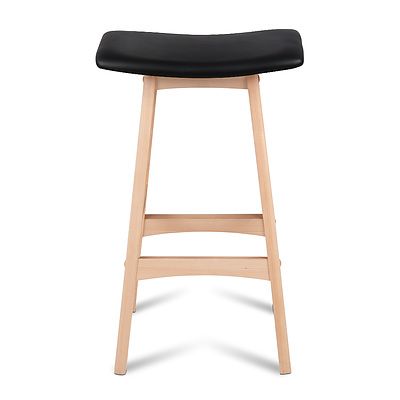 Artiss Set of 2 Beech Wood Bar Stools - Black - Free Shipping