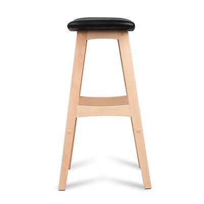 Artiss Set of 2 Beech Wood Bar Stools - Black - Free Shipping