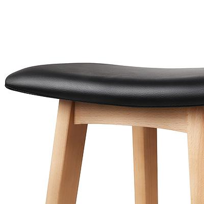 Artiss Set of 2 Beech Wood Bar Stools - Black - Free Shipping