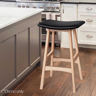 Artiss Set of 2 Beech Wood Bar Stools - Black - Free Shipping