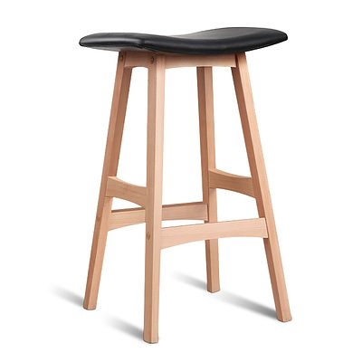 Artiss Set of 2 Beech Wood Bar Stools - Black - Free Shipping