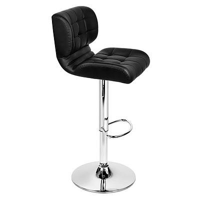 Set of 2 PU Leather Chrome Bar Stools - Black - Brand New - Free Shipping