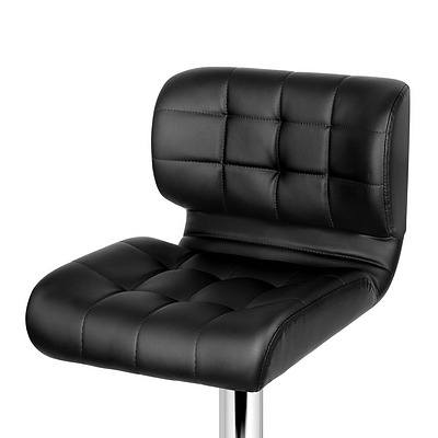 Set of 2 PU Leather Chrome Bar Stools - Black - Brand New - Free Shipping